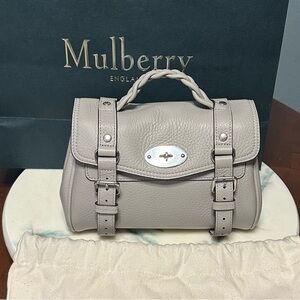 Mulberry Mini Alexa - Pale Grey Heavy Grain Leather - New with Tags - Never used